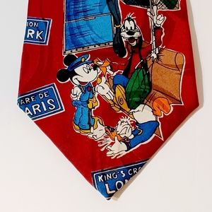 Mickey & Goofy Travel 100% Silk Tie Men's OS Multicolor Disney Mickey Unlimited